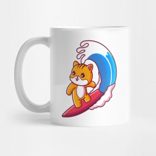 Cute cat surfing summer vacation Mug